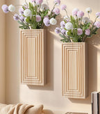 Wooden Wall Planter Vase,2 Pack Natural Wood Hanging Planter for Indoor Fake Plants Modern Boho Farmhouse Wall Art Decor for Home Kitchen Modern Farmhouse Bathroom Living Room Dining Room