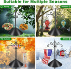 Heavy Duty Double Shepherd Hooks Squirrel Proof for Outdoor with 5-Prong Base, 88inch Adjustable Decorative Metal Bird Feeder Pole with Baffle for Hanging Bird Nests, Plant Baskets,1 Pack