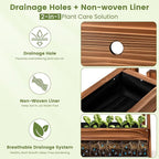 2-Tier Elevated Raised Garden Bed, 36" H Fir Wood Planter Box with 23" Growth Space for Tall/Climbing Plants, Drainage Holes & Non-Woven Liner, Outdoor Garden Planter for Patio Balcony Backyard