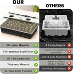 60-Cell Self-Watering Seed Starter Tray with Grow Light, Upgraded 1–24H Timer, Seed Trays with Humidity Dome, Indoor Gardening System, Starter Kit for Seeds, Plant Germination