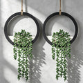 Boho Wall Decor, 2Pcs Fake Hanging Plants Artificial Succulents, Indoor Hanging Planter Greenery Decor, Perfect for Bathroom Living Room Bedroom Office Washroom, Faux Succulent Wall Floating Plants