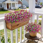 Ammyoo Artificial Flowers for Outdoors Spring Decoration, 12 Bundles Fake Flower Daisy with Realistic Eucalyptus Leaves, Faux Plants for Greenery Boxwood Porch Patio Garden Pot Lawn