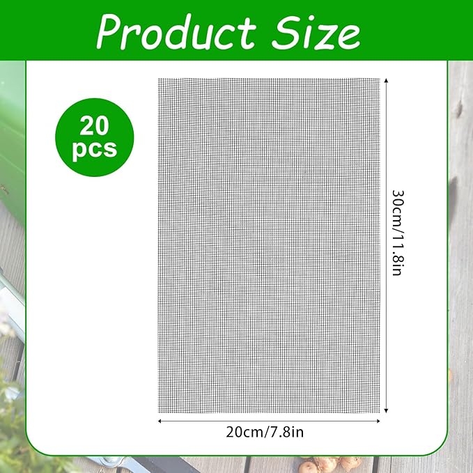 lasuroa 20pcs Flower Pot Hole Netting Mesh Pad, 30x20cm/11.8x7.8 Inch Bonsai Eye Mesh Drainage Screens Plant Pot Drainage Meshes Plant Accessories Kit Screen Meshes Preventing Substrate Leakage