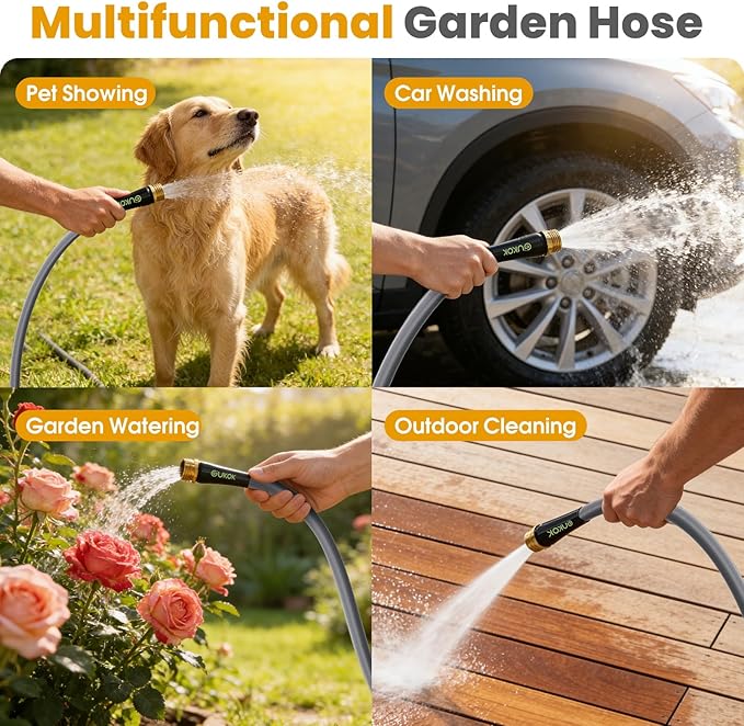 Garden Hose 25 FT, Non-Expanding Water Hose, Ultra-Light & Flexible, Burst-Resistant, Kink-Free, High-Pressure Garden Hose All-Weather Use for Lawns, Gardens, and Outdoor Cleaning