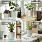 4 Pack Self Watering Pots Set, 4+5.5 Inch Self Watering Pots for Indoor Plants, Planter Pot with Wick Rope and Reservoir for African Violet, Spider Plant, Orchid