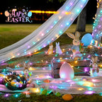 JMEXSUSS 400 LED Easter Lights Indoor Outdoor, 132FT Easter String Lights Plug in, 8 Modes Colorful Christmas Light for Bedroom Party Decorations