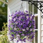 Artificial Hanging Baskets Outdoor, 4 Bundles Artificial Hanging Flowers Outdoors Spring Summer Decoration, No Fade Realistic Fake Hanging Baskets for Porch Patio Balcony Home Yard Decor