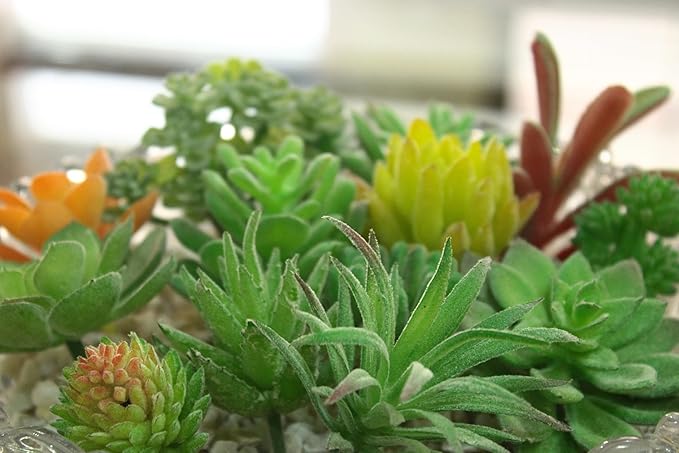 DECOROUS Artificial Succulent Plants - 16 Pack - Mini Faux Succulents - Small Unpotted Fake Succulent Set for Home and Office Décor - Realistic Succulents Plants Artificial Picks for Indoor and Oudoor