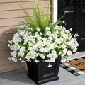 Hrobek Artificial Flowers for Outdoors Faux Plants Outside Indoor,UV Resistant Silk Fake Morning Glory Tall Ferns for Home Patio Garden Back Yard Front Porch Decor Spring Summer(13 Bunches,White)