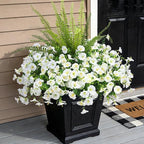 Hrobek Artificial Flowers for Outdoors Faux Plants Outside Indoor,UV Resistant Silk Fake Morning Glory Tall Ferns for Home Patio Garden Back Yard Front Porch Decor Spring Summer(13 Bunches,White)