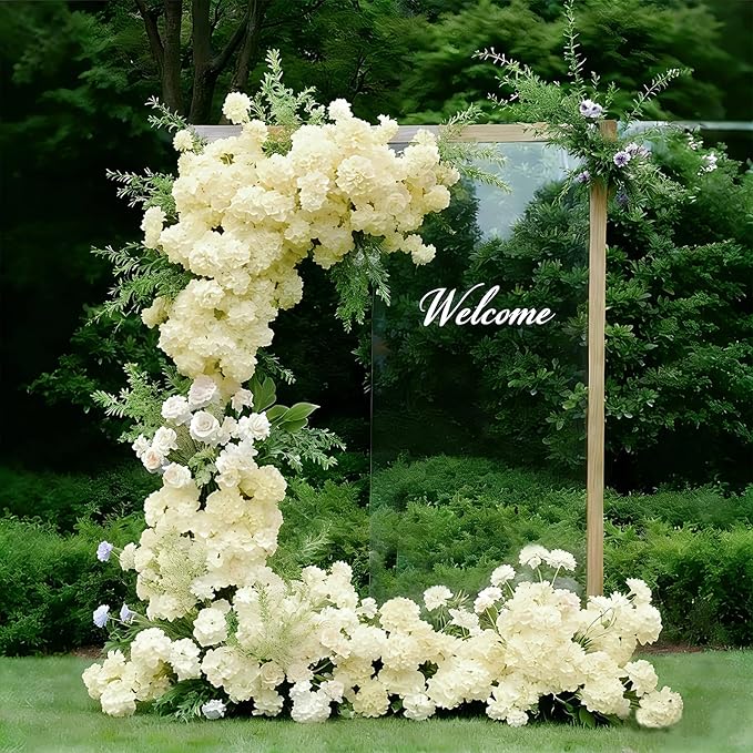65Pcs Champagne Hydrangea Artificial Flowers Bulk,Realistic Silk Fake Flowers with Stems,Faux Hydrangea Flowers for Wedding Home Decor Centerpieces Living Room Garden Party Baby Shower Decor