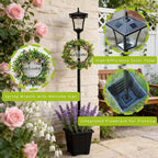 59" Solar Lamp Post with Planter 2-in-1, Solar Post Lights Outdoor Waterproof, Dusk to dawn Warm Yellow Lights, Outdoor Planter for Real or Fake Flowers, Solar Lights for Lawn, Patio, Front/Back Door