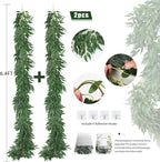 RECUTMS Artificial Willow Leaves Vine Twigs 2Pcs 6Ft Fake Hanging Plant Silk Willows Leaf Ivy Garland Faux Italian Ruscus Greenery Indoor Outdoor Wedding Arch Jungle Beach Birthday Party Garden Decor