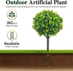 PATIO CHOICE Artificial Topiary Boxwood Ball Trees Set of 2 30" Fake Outdoor Plants Realistic Olive Tree Fake Bushes Lifelike Shrubs Decorations for Outdoor Indoor Front Porch Garden