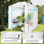 EAGLE PEAK 8x6 Portable Walk in Greenhouse, Pop Up Indoor Outdoor Greenhouse, Green House Kit with Zippered Roll-Up Doors and Windows, PE Cover, Clear/White