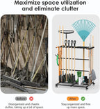 CCCEI Garage Organization with Wheels, Outdoor Gargen Yard Shed Tools Organizer Cart, Home Storage for Cleaning Supplies, Broom Holder, for Shovel and Rake, Long Farming and Farming Tools, Orange.