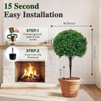 PATIO CHOICE Topiary Trees Artificial Outdoor Boxwood Ball Trees with Ground Spike Set of 2 22" Fake Outdoor Plants Faux Bushes and Shrubs Decorations for Outdoor Indoor Front Porch Garden