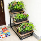 24 Pcs Artificial Plants for Outdoors Faux Greenery Leaves UV Resistant Realistic Plastic Large Bunches Shrubs Bushes with Flowers, Fake Plants Decor Outdoor for Front Porch Door Patio Garden Yard