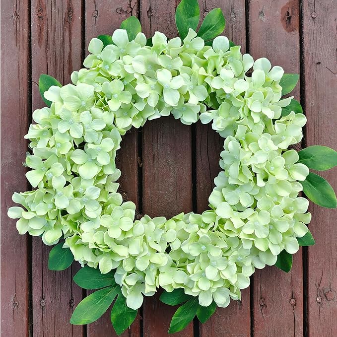 65Pcs Green Hydrangea Artificial Flowers Bulk，Realistic Silk Fake Flowers with Stems，Faux Hydrangea Flowers for Wedding Home Decor Centerpieces Living Room Garden Party Baby Shower Decoration