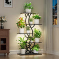 Plant Stand Indoor with Grow Lights - 44" Tall Corner Plant Stands for Indoor Plants, 5 Tiered Metal Plant Shelf, Curved Plant Flower Holder Dispaly Rack for Living Room, Home Patio Balcony (Blackboard)