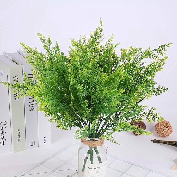 PASYOU Artificial Fern Plants, Fake Ferns Shrubs Plant Plastic Greenery Faux Monstera Leaves Stems Boston Leaf for Outdoor Indoor Decor Home Garden Party Office Wedding Decoration DIY - 4 Pack