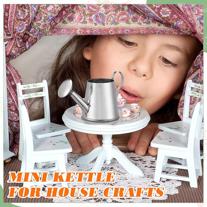 Layhit 50 Pcs Mini Watering Can Miniature Galvanized Watering Pot Garden Water Can Mini Kettle for House Crafts Garden Ornaments Gardening Landscape Party Favors, 3.35 x 1.57 x 1.97 Inches, Silver