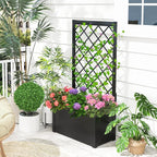 HAPPYGRILL 2 Raised Garden Bed with Trellis, 44” Metal Elevated Garden Box for Climbing Plants Vine, Outdoor Planter Box for Yard, Garden, Balcony