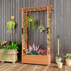 MAT EXPERT Raised Garden Bed with Trellis & Hanging Roof, Lattice Panel with Drainage Hole for Flower, Climbing Plant, Herb, Planter Box for Garden, Patio, Yard (1, 43.5" x 17.5" x 72" (L x W x H))