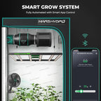 Mars Hydro 4x4 Smart Grow Tent Kit Complete System with WiFi-Integrated Controller 43,480W FC-E4800 Dimmable Light 2646Pcs LED,48"x48"x80" 1680D High Reflective Mylar,6inch Automatic Ventilation Kit