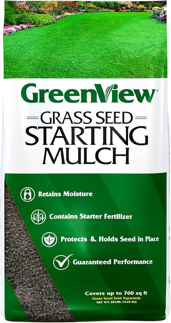 GreenView Grass Seed Starting Mulch – Ideal for Newly seeded lawns and Bare Spots - 38 lb. Bag - Covers 760 sq. ft.