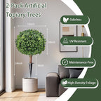 Artificial Boxwood Topiary Ball Trees, Set of 2 UV Resistant Fake Evergreen Shrubs Bushes Plants with Ground Spike, 18" Fake Plants for Outdoor Indoor Front Porch Garden