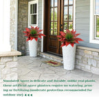 2 Pack 16 Inch Artificial Agave Plant - Large Faux Succulent Steams for Indoor Outdoor Decorating, UV Resistant Realistic Tropical Greenery for Garden Front Porch Aesthetic Decor - 18 Leaves, Red