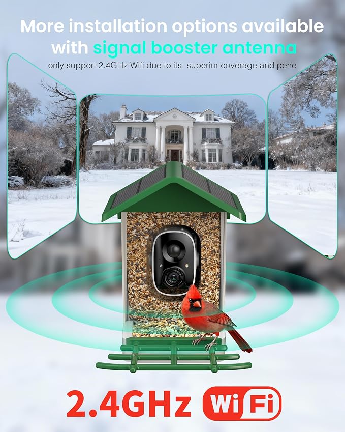 isYoung Smart Bird Feeder with Camera, 2.5K QHD, AI Identify 16000+ Birds,Dual Solar Panel, AI Auto-Capture & Motion Detection, IP65 Weatherproof,170° Field of View, Perfect Bird Watching Gift