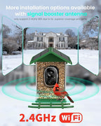 isYoung Smart Bird Feeder with Camera, 2.5K QHD, AI Identify 16000+ Birds,Dual Solar Panel, AI Auto-Capture & Motion Detection, IP65 Weatherproof,170° Field of View, Perfect Bird Watching Gift