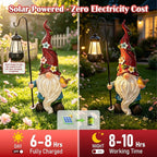 Pohabery 19.3" Large Garden Gnomes Outdoor Statue with Solar Lights, Funny Tall Gnome Garden Decor for Outside Patio Yard Decorations, Unique Gnomes Gifts for Women Mom Grandma