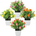 4-Pack Mini Faux Plants Spring-Inspired Artificial Flower Pots Indoor/Desk/Bathroom Decor Long-Lasting Greenery Gift Set