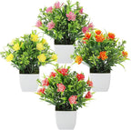 4-Pack Mini Faux Plants Spring-Inspired Artificial Flower Pots Indoor/Desk/Bathroom Decor Long-Lasting Greenery Gift Set
