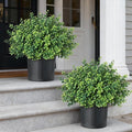 Set of 2 Artificial Boxwood Topiary Trees for Front Door - Faux Realistic Greenery Potted Plants, Fake Outdoor UV-Resistant Bushes with Pots for Porch,Farmhouse,Home,Garden Decor
