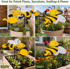 2 Pack Metal Bee Plant Umbrellas for Outdoor Plants, 24.6 Inch Decorative Plant Shade Cover, Cute Bee Garden Stakes Outdoor for Small Potted Plants, Flower Pots, Planters, Patio Porch Decor