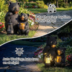 Lavezee Garden Bear Statues 8.9‘’, Mother and Baby Bear Figurines with Solar Lantern for Outdoor Porch Yard Lawn, Unique Bear Gifts for Mom Grandma Women