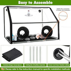 Meonum Mushroom Grow Tent and LED Growing Light Kit, 30 x 20 x 20 Inch Portable Large Still Air Box, Mycology Mushroom Growing Kit, Indoor Propagation Stations with 48 LED Mushroom Grow Lamp(Black)