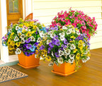 Artificial Flowers for Outdoors Fake Plants Spring Decor, 14 pcs Realistic Fake Pansies Silk Flowers UV Resistant, Lifelike Faux Outdoor Flowers for Porch Garden Patio Window Box Decor