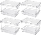 4 Pcs Mealworm Breeding Kit - to Breed Live Mealworms, Clear Mealworm Farm Containers for Live Mealworms, Reptiles, Lizards, Frogs,Tortoises (5.3"x3.5"x4")