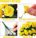 Sggvecsy Artificial Fake Hanging Flowers Plants for Outdoor Outside Spring Summer Decoration 4PCS Faux Silk UV Resistant Realistic Morning Glory Trailing Vines for Home Porch Patio Balcony(Yellow)