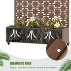 Casaphoria Metal Raised Garden Bed with Trellis and Wheels, 47"x47"x16" Planter Box for Climbing Plants, Vegetables & Vines, Features Drainage Holes and Privacy Screen, Brown-Square