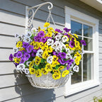 20 Pcs Artificial Fake Pansy Flowers for Outdoors, Faux Silk Pansies Spring Flowers UV Resistant Artificial Plants Outdoor for Planter Front Door Porch Yard Patio Home Decor(Purple Yellow White)