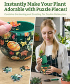 PieceRelax 3D Puzzle Planter 80 Pieces - Flower Pot - Hello Pumpkin Season, for Mom, Home Decor Flower Pots for Indoor Cactus, Succulents Pots [K1107]