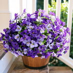 Bouganivillea Spring Artificial Flowers for Outdoors, 4 Bundles Fake Bougainvillea UV Resistant Silk Flowers for Outside Faux Outdoor Plants for Planter Patio Porch Window Garden Home, Mixed Purple