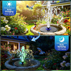 SZMP 3.5W Upgraded Glass Panel Solar Fountain with RGB Night Show, Anti-Drift Fixer & 7 Nozzles, Strong Floating Bird Bath Fountain for Garden, Pond, Outdoor (Black)