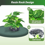 GOZILLA Silk Fish Tank Plants,Reptile Artificial Plant,Reptile Plants for Terrarium,Aquarium Decorations Accessories Set,Resin Pedestal Silk Aquarium Plant for Fish Tank.(4PCS/A-Set)